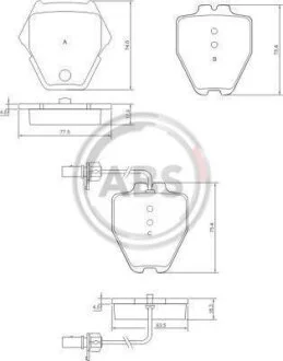 Комплект гальмівних колодок, дискове гальмо A.B.S. 37448