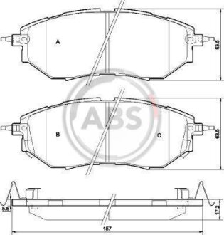 Колодка гальм. диск. SUBARU LEGACY IV передн. (ABS) A.B.S. 37502