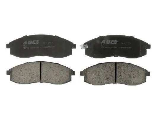 Комплект гальмівних колодок передн, MITSUBISHI COLT VI, DELICA / SPACE GEAR, ECLIPSE, ECLIPSE II, ECLIPSE III, L 300 III, L200, L400, LANCER IV, LANCER V, LANCER VII, LANCER VIII 0.7-3.5 03.80- ABE C11074ABE (фото 1)