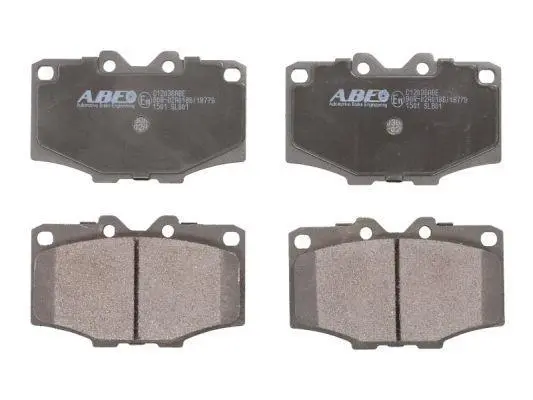Комплект гальмівних колодок передн, TOYOTA 4 RUNNER I, 4 RUNNER V, COROLLA, FORTUNER, HARRIER, HIACE III, HILUX III, HILUX IV, HILUX V, LAND CRUISER, LAND CRUISER 90 1.4-4.2 03.69- ABE C12036ABE (фото 1)