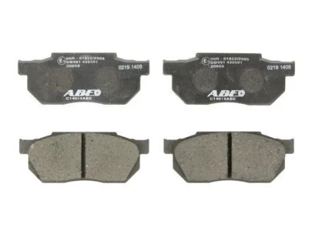 Комплект гальмівних колодок передн, HONDA ACCORD IV, ACCORD VI, ACCORD VII, CITY III, CITY IV, CIVIC III, CIVIC IV, CIVIC V, CIVIC VI, CR-V I, CR-V II, CRX I, CRX II, CRX III 1.2-3.5 10.83- ABE C14014ABE