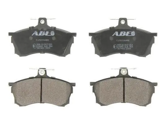 Комплект гальмівних колодок передн, MITSUBISHI CARISMA, COLT VI, DELICA / SPACE GEAR, ECLIPSE, ECLIPSE II, ECLIPSE III, L 300 III, L200, L400, LANCER IV, LANCER V, LANCER VII 0.7-3.5 03.80- ABE C15034ABE (фото 1)