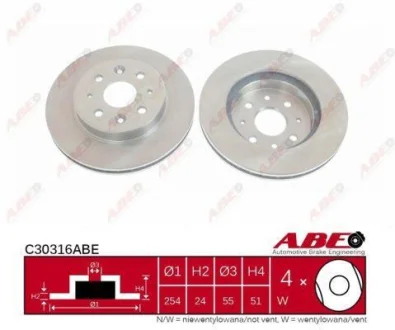 Диск гальмівний передн лів/прав KIA RIO I 1.3/1.5 08.00-02.05 ABE C30316ABE