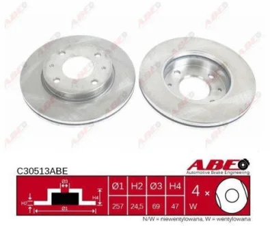 Диск гальмівний передн лів/прав HYUNDAI ELANTRA III, MATRIX 1.5D-2.0D 06.00-08.10 ABE C30513ABE