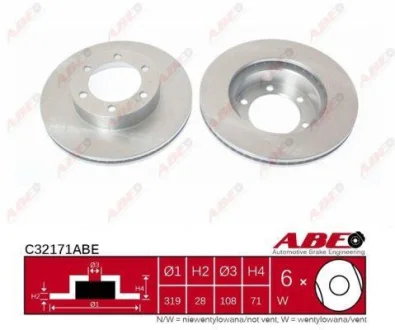 Диск гальмівний передн лів/прав TOYOTA SEQUOIA, TUNDRA, YARIS / VIOS 1.0-4.7 02.99- ABE C32171ABE