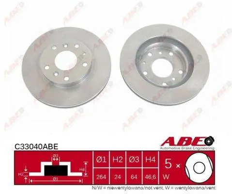 Диск гальмівний передн лів/прав CHERY TIGGO FORD USA PROBE I MAZDA 626 II, 626 III 1.6-3.0 03.83-12.14 ABE C33040ABE (фото 1)