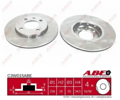 Диск гальмівний передн лів/прав SEAT AROSA VW LUPO I, POLO, POLO III, POLO III CLASSIC, POLO IV 1.0-1.9D 10.94-07.05 ABE C3W015ABE
