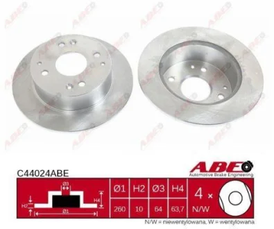 Диск гальмівний задн лів/прав HONDA ACCORD IV, ACCORD VI, ACCORD VII 1.8-2.4 05.92-12.05 ABE C44024ABE