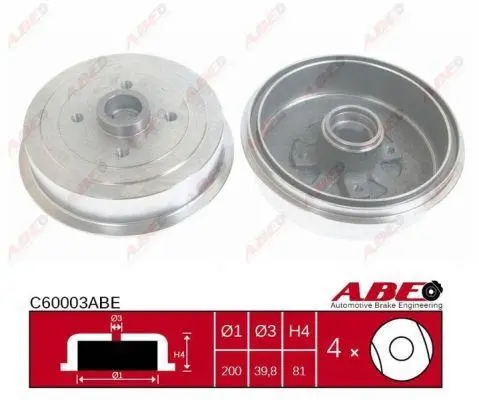 Гальмівний барабан задн DAEWOO ARANOS, LANOS, PRINCE 1.3-2.0 08.93- ABE C60003ABE (фото 1)