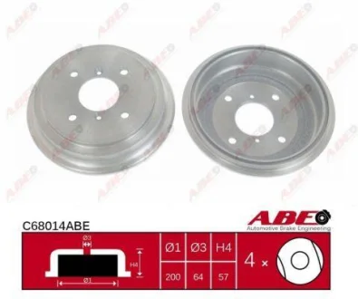 Гальмівний барабан задн GEO METRO SUBARU JUSTY II SUZUKI SWIFT, SWIFT II 1.0/1.3/1.6 09.88-12.05 ABE C68014ABE