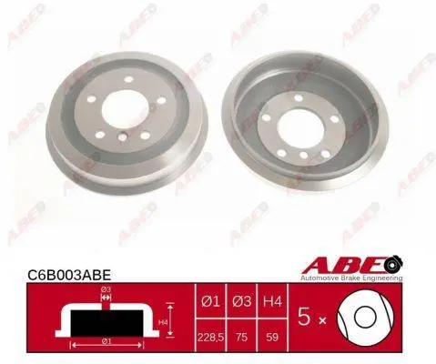 Гальмівний барабан задн BMW 3 (E36) 1.6-1.8 09.90-08.00 ABE C6B003ABE (фото 1)