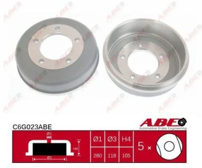 Гальмівний барабан задн FORD TRANSIT MAZDA 626 III 2.0-2.4D 10.88-05.06 ABE C6G023ABE