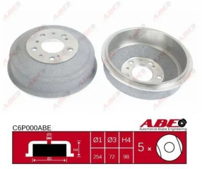 Гальмівний барабан задн ALFA ROMEO AR 6 CITROEN C25, C35, JUMPER I, JUMPER II FIAT DUCATO, TALENTO PEUGEOT BOXER, J5 1.8-2.8D 11.73- ABE C6P000ABE