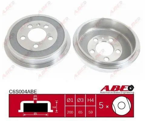 Гальмівний барабан задн AUDI A2 SEAT CORDOBA, IBIZA III, IBIZA IV, IBIZA IV SC, IBIZA IV ST SKODA FABIA I, FABIA I PRAKTIK, FABIA II, FABIA II PRAKTIK, FABIA III 1.0-2.0D 12.95-12.22 ABE C6S004ABE (фото 1)