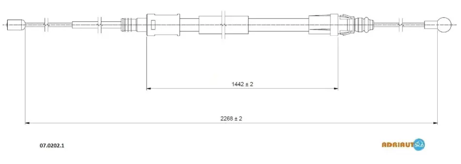 Трос стояночного гальма задн лів/прав (2268мм/1442мм) CITROEN C5 III 1.6-3.0D 02.08-05.17 ADRIAUTO 07.0202.1 (фото 1)