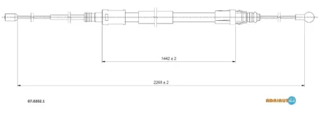 Трос стояночного гальма задн лів/прав (2268мм/1442мм) CITROEN C5 III 1.6-3.0D 02.08-05.17 ADRIAUTO 07.0202.1