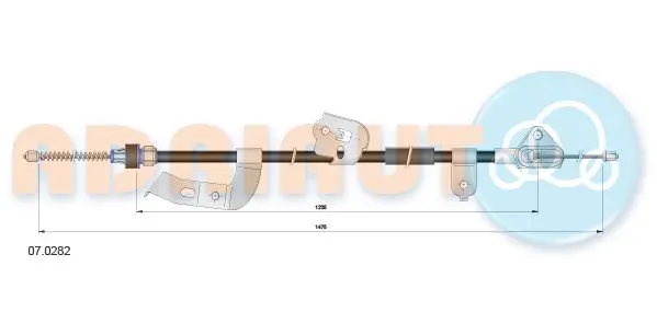 Трос стояночного гальма задн прав (1475мм/1475мм) CITROEN C1 PEUGEOT 107 TOYOTA AYGO 1.0/1.4D 06.05-09.14 ADRIAUTO 07.0282 (фото 1)