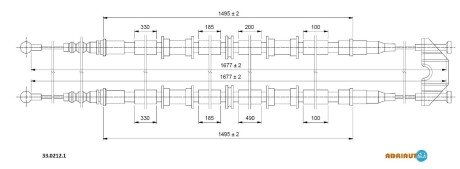 Трос ручного гальма OPEL ZAFIRA A (T98) диск. торм. C.I.U ADRIAUTO 33.0212.1