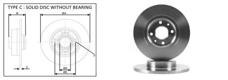 Диск гальмівний передній (кратно 2) Fiat 500 C (312_) (09/09-) APLUS 61371AP