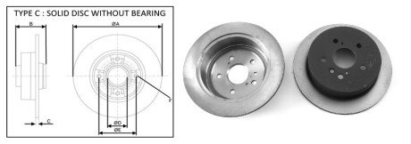 Диск гальмівний задній (кратно 2) TOYOTA HIGHLANDER (_U3_) (06/00-08/07) APPLUS APLUS 61682AP