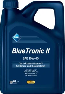 Масло моторное BlueTronic II 10W-40 4л BLUETRONIC II 10W-40 4X4 L ARAL 10W40 BL TRII 4L