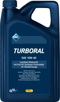 Масло моторное Turboral 10W-40 5л TURBORAL 10W-40 4X5L ARAL 10W40 TU 5L