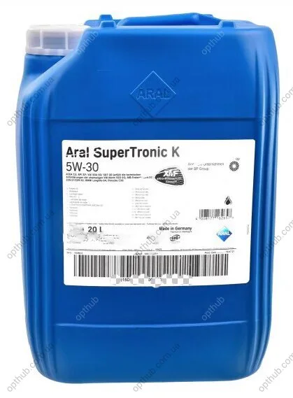 Масло моторное SuperTronic K 5W-30 20л. SUPERTRONIC K 5W-30 20L ARAL 5W30 SU TR K 20L (фото 1)