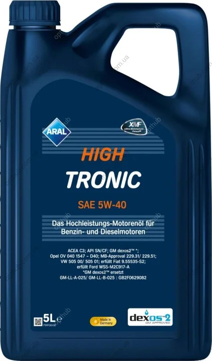 Масло моторное HighTronic 5W-40 5л HIGHTRONIC 5W-40 4X5L ARAL 5W40 HI TR 5L (фото 1)