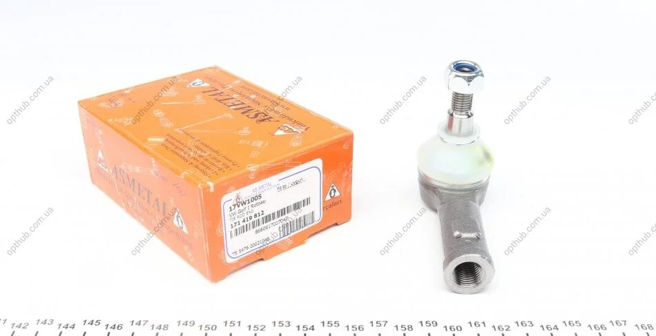 Наконечник тяги рульової VW Caddy I 82-92/Passat 88-97/Golf I 74-84/T3 79-92 UA63 ASMETAL 17VW1005 (фото 1)