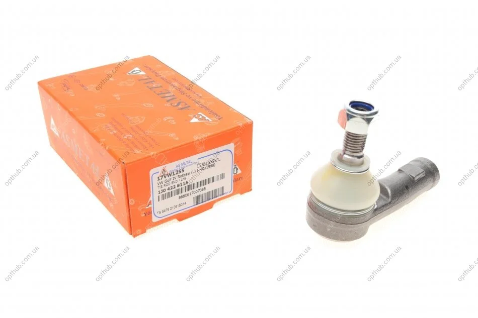 Наконечник тяги рульової (L) Audi A3/Skoda Octavia/VW Golf IV 95-10 (L=75mm) (короткий) (opt-om) ASMETAL 17VW1255 (фото 1)