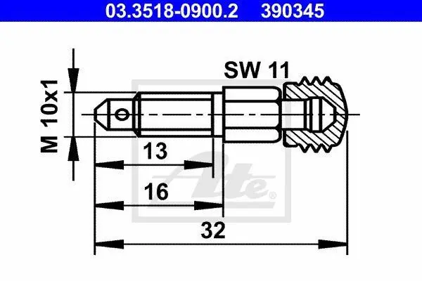Гальмівний повітряний клапан (M10x1мм) CHEVROLET LACETTI VW SHARAN 1.6/1.9D 09.96- ATE 03.3518-0900.2 (фото 1)