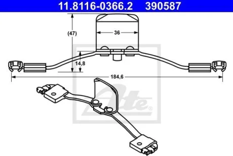 Монтажний набір гальмівних колодок передн VOLVO S60 I, S80 I, XC70 I, XC90 I 2.0-4.4 11.97-12.14 ATE 11.8116-0366.2