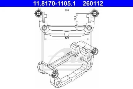 Скоба, супорт гальма задн лів/прав CHEVROLET AVEO, CRUZE OPEL ASTRA J, ASTRA J GTC, MOKKA / MOKKA X 1.3D-2.0D 05.09- ATE 11.8170-1105.1