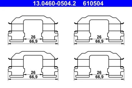 Монтажний к-кт гальмівних колодок ATE 13-0460-0504-2-02