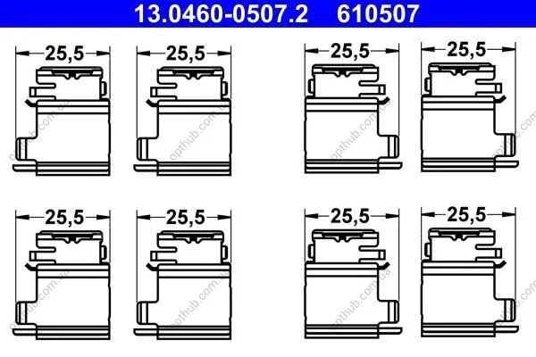 Монтажный к-кт тормозных колодок ATE 13-0460-0507-2-02 (фото 1)