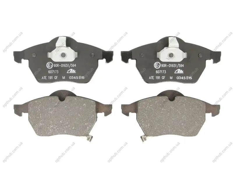 Комплект гальмівних колодок передн, OPEL ASTRA G, ZAFIRA A SAAB 900 II, 9-3, 9-5 1.9D-3.0D 07.93-12.09 ATE 13.0460-7173.2 (фото 1)