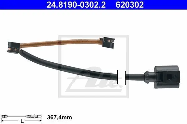 Датчик зносу гальмівних колодок передн AUDI A3, TT CUPRA CA, FORMENTOR, LEON, LEON SPORTSTOURER SEAT LEON, LEON SC, LEON SPORTSTOURER, LEON ST 1.4H-2.5 07.09- ATE 24.8190-0302.2 (фото 1)