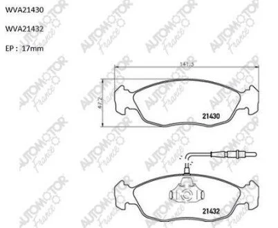 Тормозные колодки передние Citroen Saxo (96-03)/Xsara (97-05)/Peugeot 106 (91-), 306 (94-01) Automotor France AUTOMOTOR France ABP9106