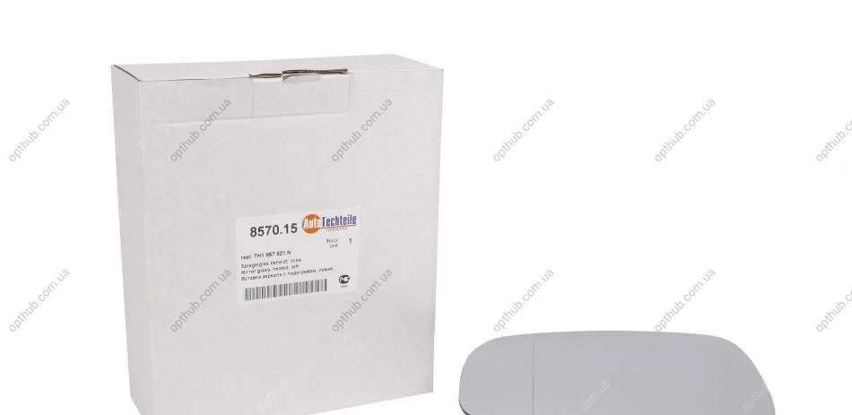 Скло дзеркала (з підігрівом) VW Caddy III 03- (L) (8570.15) (opt-om) AUTOTECHTEILE 385 7015 (фото 1)