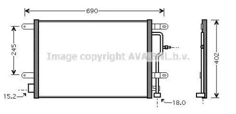 Радіатор кондиціонера Audi A4 B6 (01-) AVA AVA COOLING AI5199