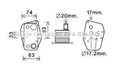Радіатор масляний BMW 3 E46, E90 (98-), 5 E39, E60 (96-), X3 E83 (04-) 2.0D AVA AVA COOLING BW3555 (фото 1)