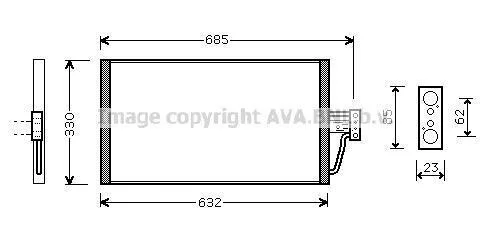 Радіатор кондиціонера BMW 5 E39 (96-), 7 E38 (94-) 2.0D, 2.5D, 3.0D AVA AVA COOLING BW5254 (фото 1)