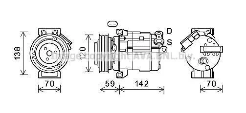Компресор кондиціонера CHEVROLET CAPTIVA (2007) (вироб-во AVA) AVA COOLING CTK063 (фото 1)