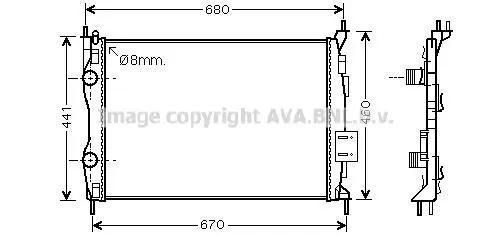 Радіатор, Система охолодження двигуна CLEVER FIT AVA COOLING DN2413 (фото 1)