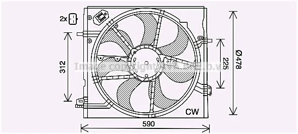Вентилятор радіатора охолодження двигуна Nissan Qashqai II (13-), X-Trail (14-) AVA AVA COOLING DN7536 (фото 1)