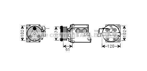 Компресор кондиціонера Transit Connect, Tourneo Connect (02-) 1.8TDCi AVA AVA COOLING FDAK436 (фото 1)