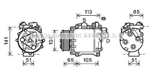 Компресор кондиціонера Honda CR-V III, IV (07-) 2.4 IVTEC AVA AVA COOLING HDAK263 (фото 1)