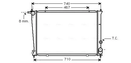 Радиатор охлаждения двигателя Hyundai H100 H-1 2,5D 00>04, 04>07 MT AC+/- AVA AVA COOLING HYA2049