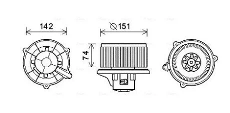 Вентилятор обогревателя салона Kia Rio (00-05) 1.3i 1.5i AVA AVA COOLING KA8224