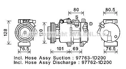 Компресор кондиціонера KIA Carens III (06-) 2.0CVVT AVA AVA COOLING KAK275 (фото 1)